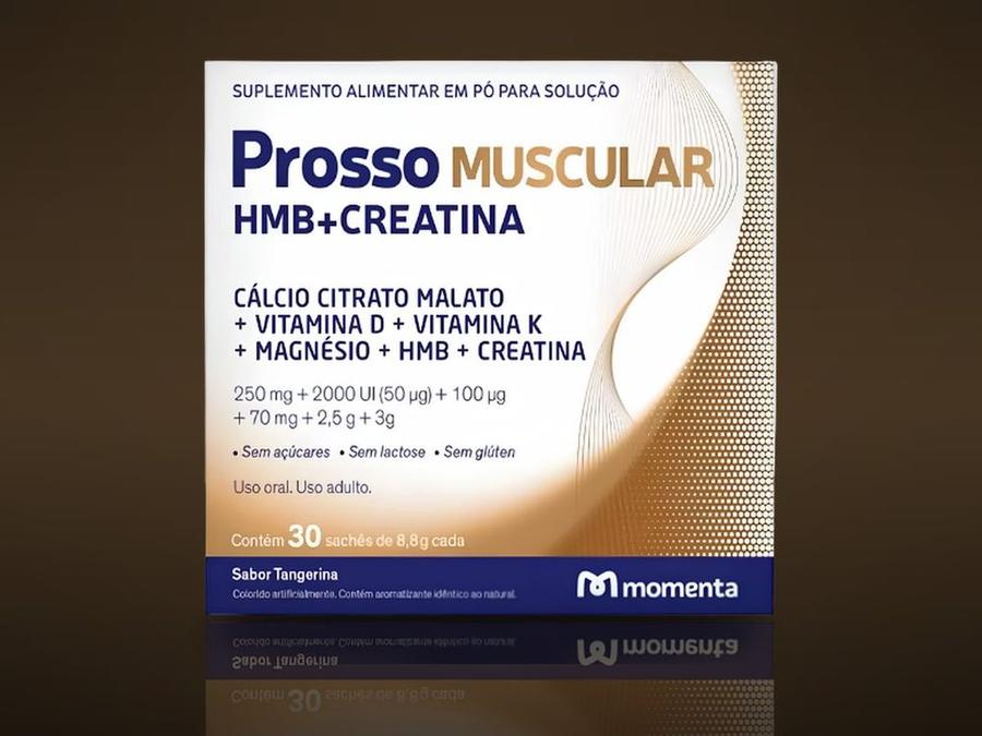 Prosso Muscular HMB + Creatina — caixa com 30 sachês sabor tangerina