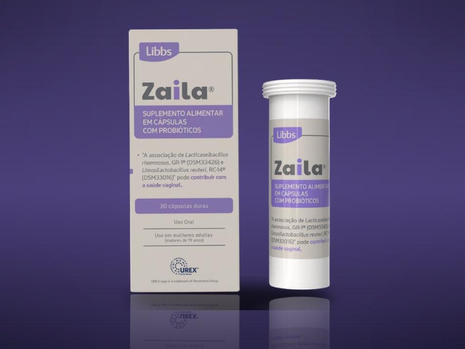 Zaila — probiótico para a saúde vaginal, caixa com 30 cápsulas